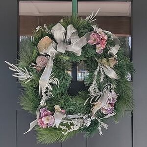 Christmas Wreath Silver & Purple Decor Approximately 20"